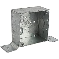 Steel City by ABB Square Box, 4"Sq x 2-1/8"D, 1/2"& 3/4" Knockouts, Galvanized Steel