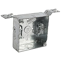 Steel City by ABB Square Box, 4"Sq x 1-1/2"D, 1/2"and 3/4"Knockouts, Pre-Galvanized Steel