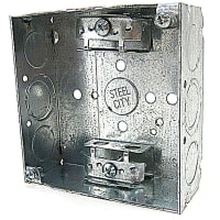 Steel City by ABB Square Box, 4"Sq x 1-1/2"Deep, 1/2"and3/4"Knockouts, Pre-Galvanized Steel