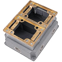 Steel City by ABB Two Gang Flush Service Floor Box, 5-1/2"L x 7"W x 3-5/8"D, 3/4" Hubs, Cast