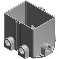 Steel City by ABB Two Gang Flush Floor Box, 5.5"L x 7"W x 3-5/8"D, 3/4" Conduit Hubs, Plastic