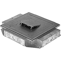 Steel City by ABB Four Gang Ultra-Shallow Recessed Floor Box, 13.25"L x 15.25"W x 2.5"D