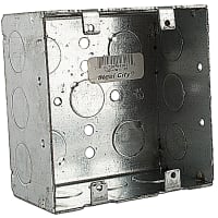 Steel City by ABB Two Gang Device Box, 4" Sq x 2-1/8"D, 1/2"and 3/4" Knockouts, GalvSteel