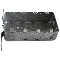 Steel City by ABB Three Gang Drawn Style Box, 7-5/8"L x 4"W x 2-1/8"D, 1/2" Knockouts, Steel