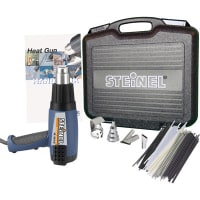 Steinel Plastic Welding Kit w/HL2010E, a variety of welding rods and tips for plastics