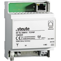 Steute Receiver, Wireless, RF RX SW915-TCP/IP, LED Indicators, Din Rail Mount, 24VDC