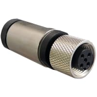 Stewart Connector M12 Female Terminated Plug, A Coded, Straight, 5 Contacts, Solder Cup, IP67