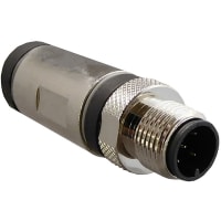 Stewart Connector M12 Male Terminated Plug, A Coded, Straight, 5 Contacts, Solder Cup, IP67