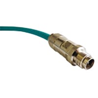 Stewart Connector M12 X-Code Male Plug to RJ45 Plug Cat6a Cable Assembly, TPE Jacket 30FT