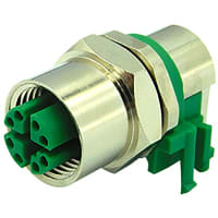 Stewart Connector M12 Female Receptacle, Right Angle, Rear Mount PCB, X Coded, Solder, 8 Contacts