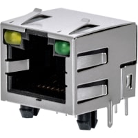 Stewart Connector RJ45 1x1 Jack, 8 position 8 contacts, LEDs, gold plated, shielded, yellow/gree