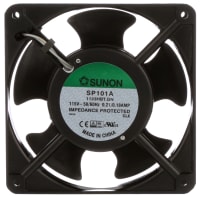 Sunon Fans AC Fan, 115V, 120x120x38mm, 87/107CFM, 20/18W, 45/50dBA, 3050RPM, Terminals