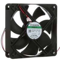 Sunon Fans DC Fan, 24V, 120x120x25mm, 108.2CFM, 5.4W, 44.5dBA, 3100RPM, Wire Leads