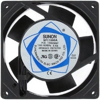 Sunon Fans AC Fan, 115V, 92x92x25mm, 28CFM, 7/6W, 33dBA, 1800/2100RPM, Terminals