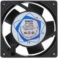 Sunon Fans Fan, 115VAC, 92mm Square x 25mm Thick, 37CFM, 12W, 2850RPM, 40dBA, Terminals