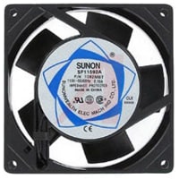 Sunon Fans Fan, AC, 115V, 92x92x25mm, Sq, 23/28CFM, 7/6W, 37/40dBA, 1800/2100CFM, Wire Leads