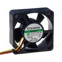 Sunon Fans DC Fan, 5V, 20x20x10mm, 1.5CFM, 20dBA, 0.78W, 14000RPM, Wire Leads