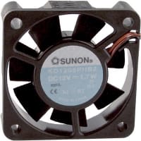 Sunon Fans DC Fan, 5V, 50x50x15mm, 13CFM, 1W, 29dBA, 4700RPM, Wire Leads