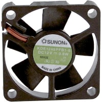 Sunon Fans DC Fan, 12V, 45x45x10mm, 11CFM, 1.2W, 32dBA, 6000RPM, Wire Leads