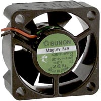 Sunon Fans DC Fan, 12V, 40x40x20mm, 8.9CFM, 0.8W, 25.5dBA, 7200RPM, Wire Leads