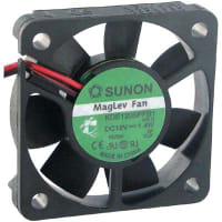 Sunon Fans DC Fan, 12V, 50x50x10mm, 13CFM, 1.3W, 30dBA, 5200RPM, Wire Leads