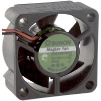 Sunon Fans DC Fan, 12V, 40x40x20mm, 10.8CFM, 1.4W, 27.5dBA, 8200RPM, Wire Leads