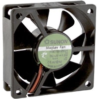 Sunon Fans DC Fan, 12V, 60x60x20mm, 23CFM, 1.8W, 33.5dBA, 4500RPM, Wire Leads