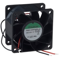 Sunon Fans DC Fan, 12V, 60x60x38mm, 56.5CFM, 10.6W, 56dBA, 8000RPM, Wire Leads