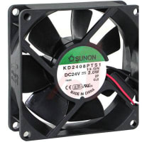 Sunon Fans DC Fan, 12V, 80x80x25mm, 40CFM, 1.8W, 33dBA, 3000RPM, Wire Leads