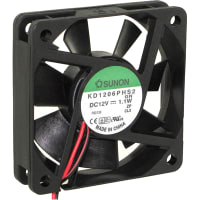 Sunon Fans DC Fan, 12V, 60x60x15mm, 18CFM, 1.1W, 31dBA, 3800RPM, Wire Leads