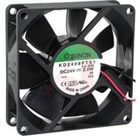 Sunon Fans DC Fan, 24V, 80x80x25mm, 8CFM, 1.2W, 32dBA, 7000RPM, Wire Leads