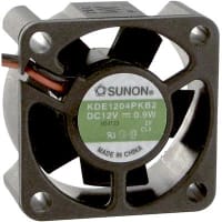 Sunon Fans DC Fan, 12V, 40x40x20mm, 7.7CFM, 0.6W, 21dBA, 6200RPM, Wire Leads