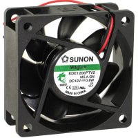 Sunon Fans DC Fan, 12V, 60x60x25mm, 19.3CFM, 0.8W, 29dBA, 3800RPM, Wire Leads