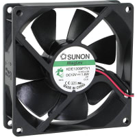 Sunon Fans DC Fan, 12V, 92x92x25mm, 49CFM, 1.8W, 34dBA, 2800RPM, Wire Leads