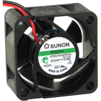 Sunon Fans DC Fan, 24V, 40x40x20mm, 7.7CFM, 0.8W, 21dBA, 6200RPM, Wire Leads