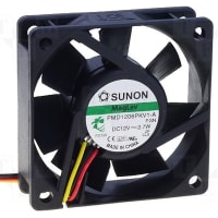 Sunon Fans DC Fan, 12V, 40x40x28mm, 18.5CFM, 6.8W, 53.5dBA, 13000RPM, Wire Leads