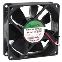 Sunon Fans DC Fan, 24V, 80x80x25mm, 60CFM, 5W, 60dBA, 4700RPM, Wire Leads