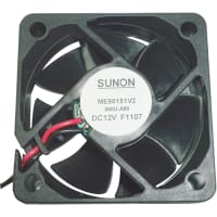 Sunon Fans DC Fan, 12V, 50x50x15mm, 16.1CFM, 1.5W, 36dBA, 6100RPM, Wire Leads