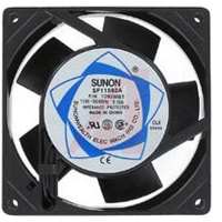 Sunon Fans AC Fan, 115V, 92x92x25mm, 30/37CFM, 13/12W, 37/40dBA, 2850CFM, Wire Leads