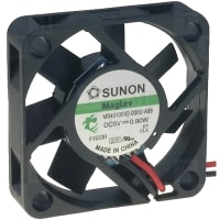 Sunon Fans DC Fan, 5V, 40x40x10mm, 7CFM, 0.9W, 27dBA, 5800RPM, Wire Leads