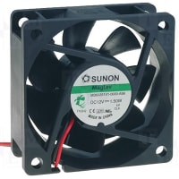 Sunon Fans DC Fan, 12V, 60x60x25mm, 1.5W, 33.5dBA, 4500RPM, Ball, Wire Leads