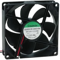 Sunon Fans DC Fan, 12V, 80x80x25mm, 41CFM, 1.7W, 33dBA, 3200RPM, Wire Leads