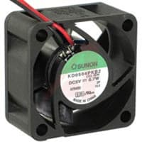 Sunon Fans DC Fan, 12V, 40x40x20mm, 7.7CFM, 0.76W, 21dBA, 6200RPM, Wire Leads