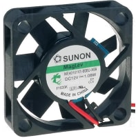 Sunon Fans DC Fan, 12V, 40x400x10, 8CFM, 32dBA, 1.08W, 7000RPM, Wire Leads