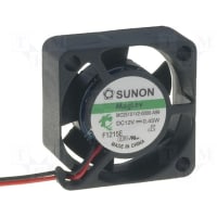 Sunon Fans DC Fan, 12V, 25x25x10mm, 3CFM, 16dBA, 0.45W, 10000RPM, Wire Leads