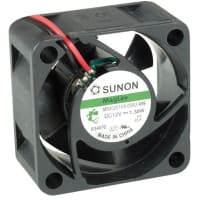 Sunon Fans DC Fan, 12V, 40x40x20mm, 10.8CFM, 27.5dBA, 1.38W, 8200RPM