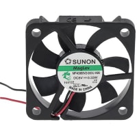 Sunon Fans Fan, DC, 5V, 5.5CFM, 65A, 0.33W, 6000RPM, 25.7dBA, VAPO, 40X40X6mm, AutoRestart