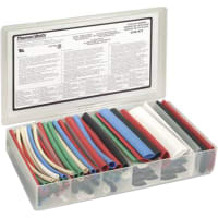 ABB Thomas & Betts Tubing, Heat Shrink Kit, 2:1, 6 sz, 3/16to 1in. cut 6 in. L in case, multicolors