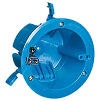 ABB Thomas & Betts Round Old Work Box, Volume 18 Cubic Inches, Diameter 4-1/4", Blue, Swing Clamps