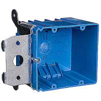 ABB Thomas & Betts Outlet Box, Two-Gang Adjustable, New Work, 4"L x 3-5/8"W x 3"D, Blue, PVC